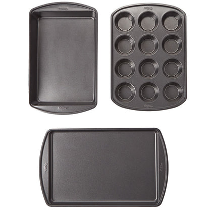 Wilton Bakeware Gift Set - Baking Sheet, Muffin Pan, and Oblong Pan