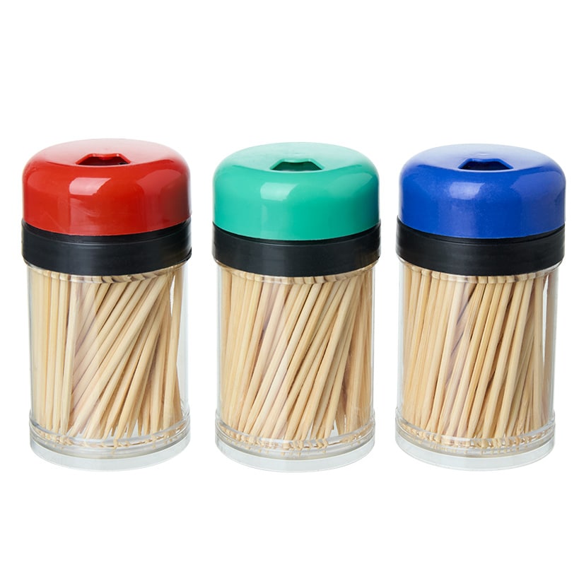 Toothpick Holder with Screw Top Dispenser Lid - Set of 3