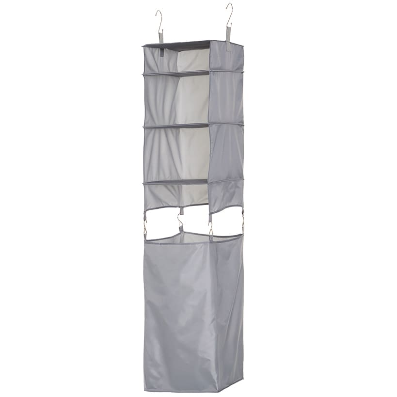 Hanging Closet Organizer with Laundry Bag - 3-Shelf