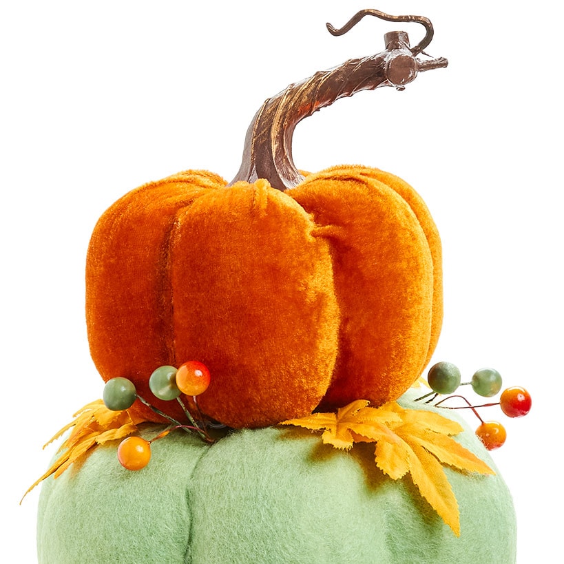 Fall Stacked Felt Orange, Green, and White Pumpkin Decor