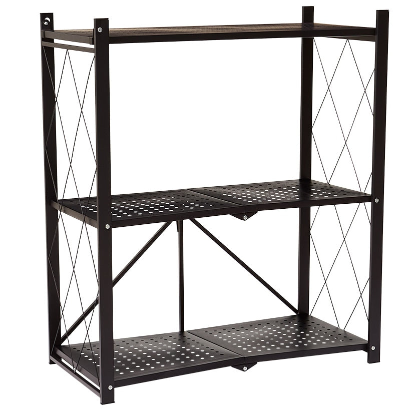 Foldable Storage Rack with Wheels - 3-Tier