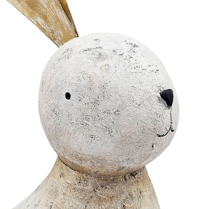11x5.7x24.8" White Magnesium Rabbit Figurine with Gold Iron Ears - image 9