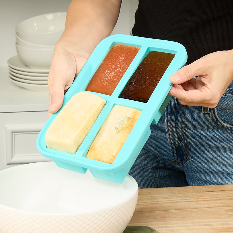 Silicone Food Freezer Tray with Lid - 4 Cups