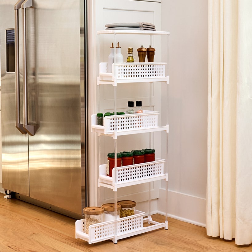 Slide Out Slim Storage Tower for Kitchen - 4 or 5 Tiers#select-item_4-tier