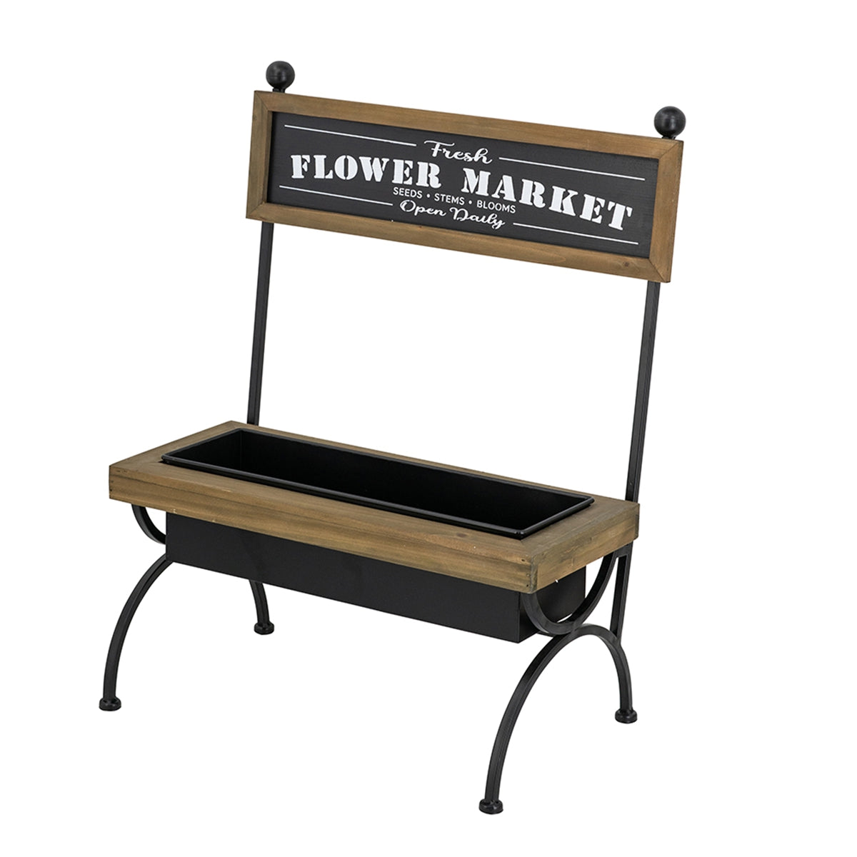 18.9x11x24" Rustic Brown Wooden Planter Stand with Black Iron Frame - image 3