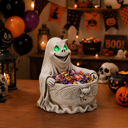 Halloween Ghost Storage Bowl Figurine, Spooky Candy Dish with LED Light for Halloween Party - image 16