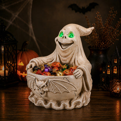 Halloween Ghost Storage Bowl Figurine, Spooky Candy Dish with LED Light for Halloween Party - image 11
