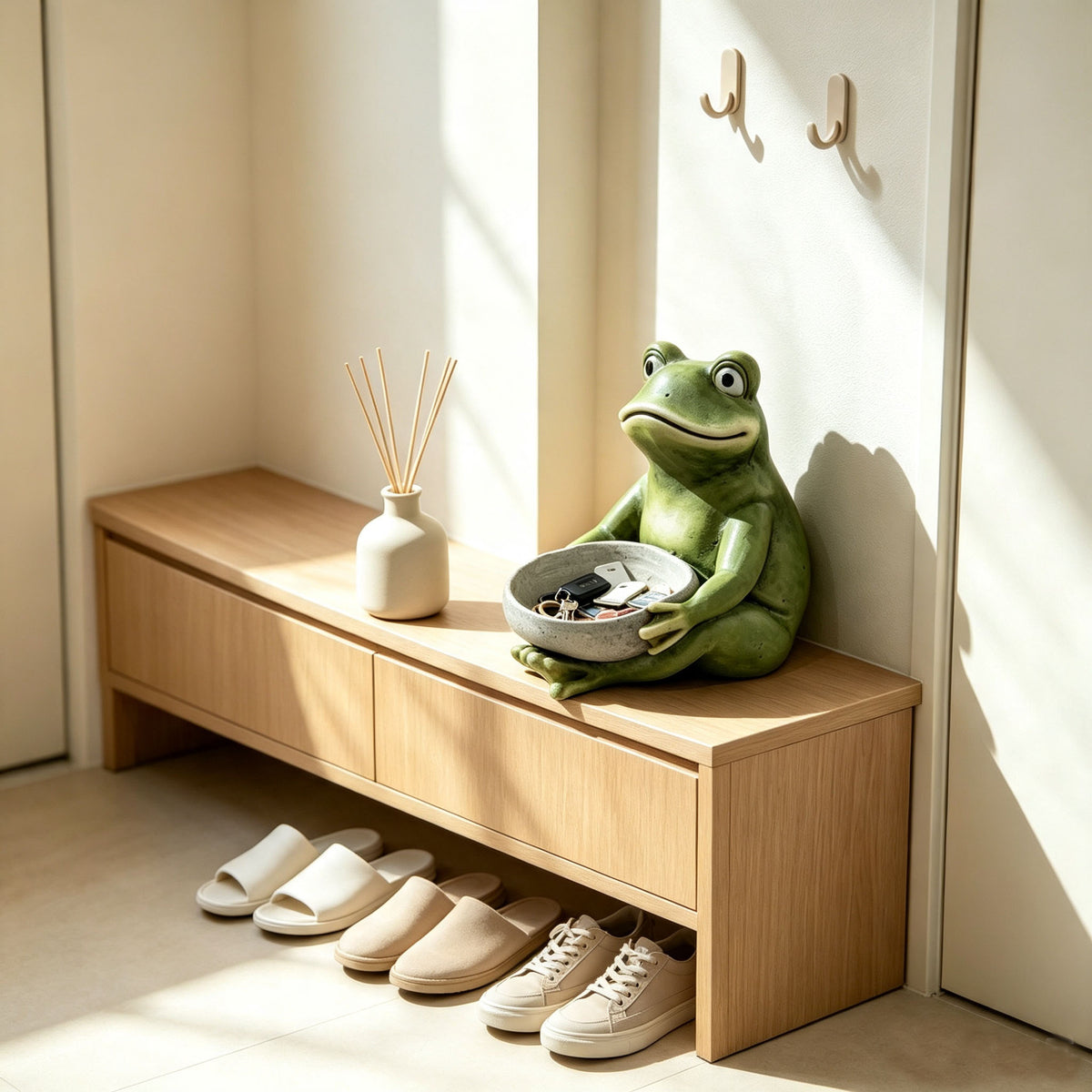 15'' Moss Green Frog Statue Holding Bowl, Cute Animal Bird Feeder Figurine, Outdoor Garden Landscape Sculpture Ornament for Front Porch, Backyard Lawn, Patio, Walkway Home Decor - image 6