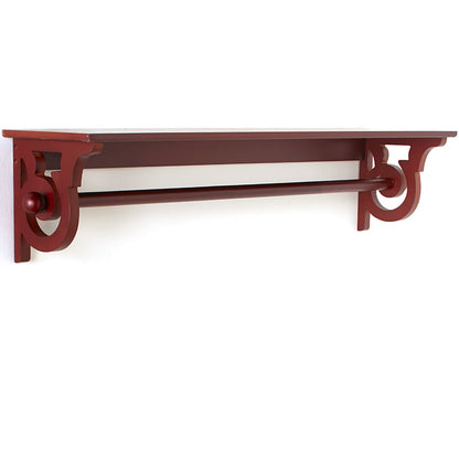 Wall Mounted Wooden Quilt or Towel Rack with Storage Shelf