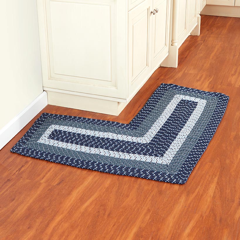 Country Braided Tan Corner Rug