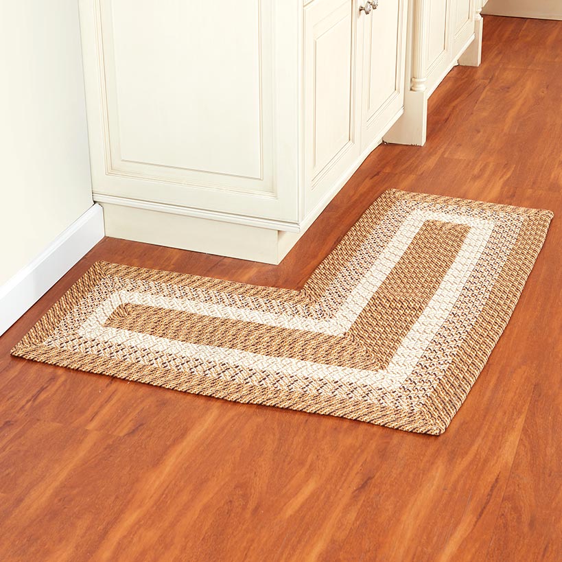 Country Braided Tan Corner Rug | The Lakeside Collection
