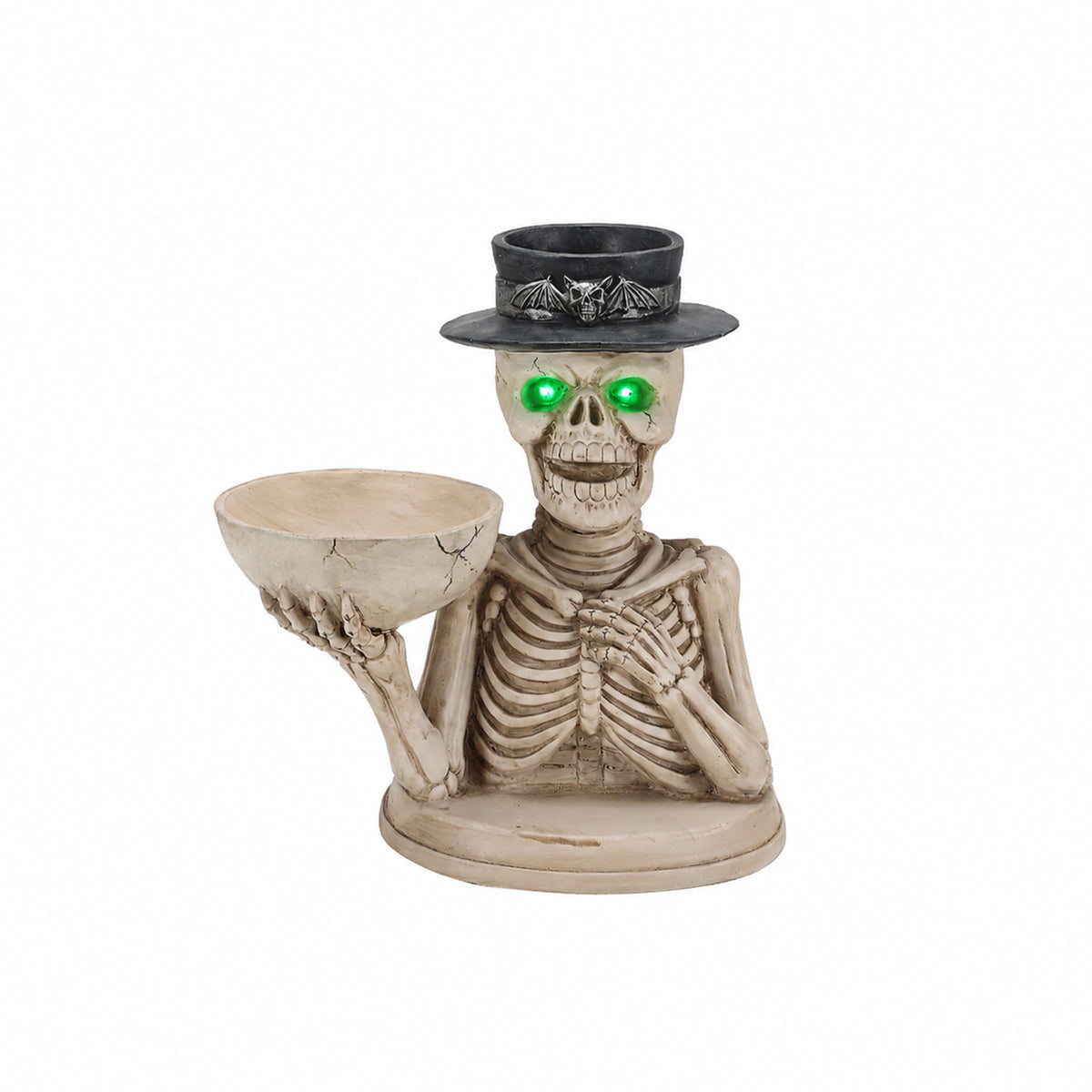 Halloween Skeleton Figurine with Storage Bowl & Candle Holder, Spooky Halloween Decor for Indoor Home - image 5