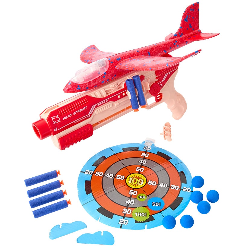 Airplane Launcher And Foam Ball Dart Blaster Gun Kids Fun Shooting Set