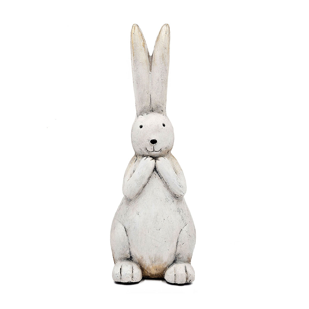 7.5x7x20" Textured White Magnesium Bunny Rabbit with Subtle Gold Details - image 2