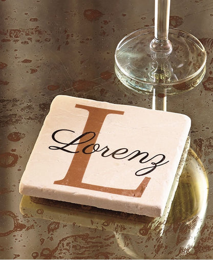 Personalized Everyday Travertine Stone Coasters Set of 4