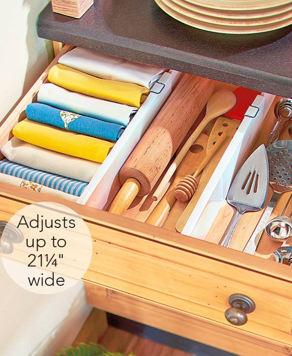 Adjustable Plastic Drawer Dividers - For Kitchen or Bedroom - Set of 2