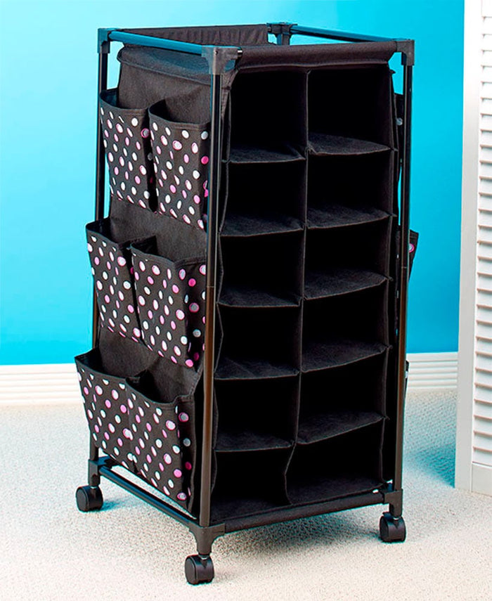 Rolling Shoe Storage Unit with Fabric Cubbies | The Lakeside Collection
