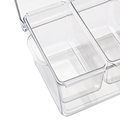 Chilled Condiment Server Caddy, 5 Compartment Ice Cooled Serving Container, Plastic Fruit Garnish Tray Platter with Lid, for Taco Salad Bar Accessories, Party Home Restaurant Supplies - image 3