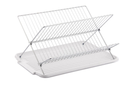 17 Inch X Shaped Stainless Steel 2-Tier Dish Rack for Kitchen Counter