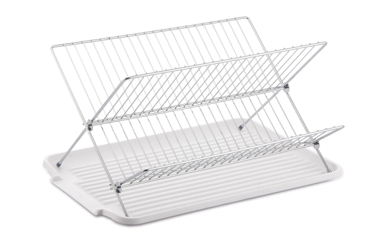 17 Inch X Shaped Stainless Steel 2-Tier Dish Rack for Kitchen Counter
