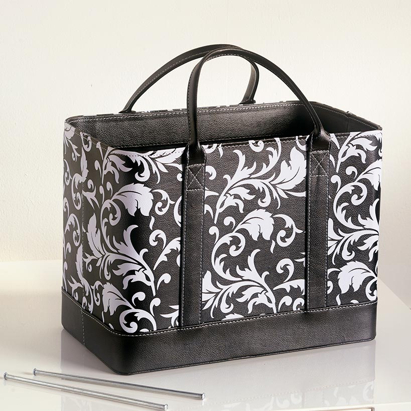 Chic Portable File Organizer Tote for Office#select-color_black-damask