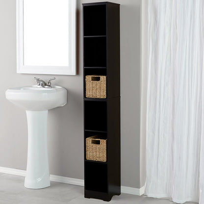 Narrow Storage Tower with 6 Shelves or Set of 2 Wicker Baskets