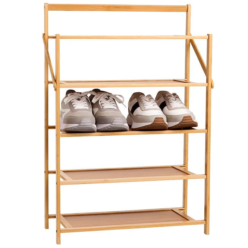 Foldable Wooden Shoe Storage Rack - 5-Tier
