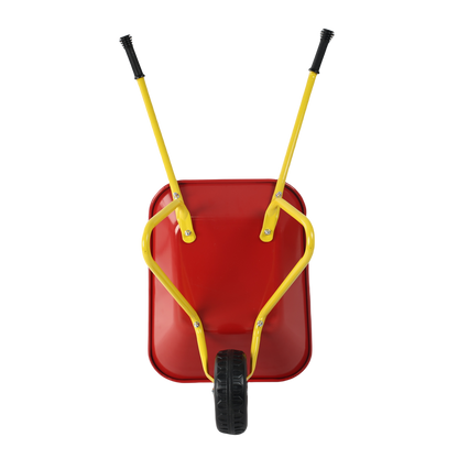 Children's metal wheelbarrow, Maximum load capacity: 33LBS,children's heavy wheelbarrow, metal structure wheelbarrow, steel tray, can be used in gardens, loading leaves, soil, sand, etc. (red) - image 14