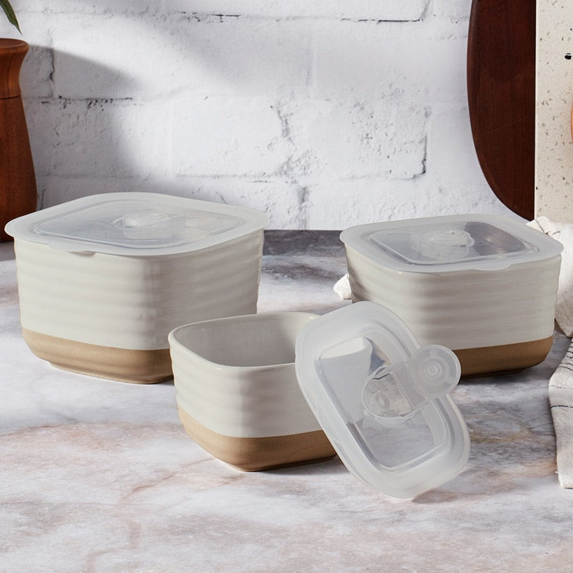 Stoneware Food Storage Container Set - 6-Pc.