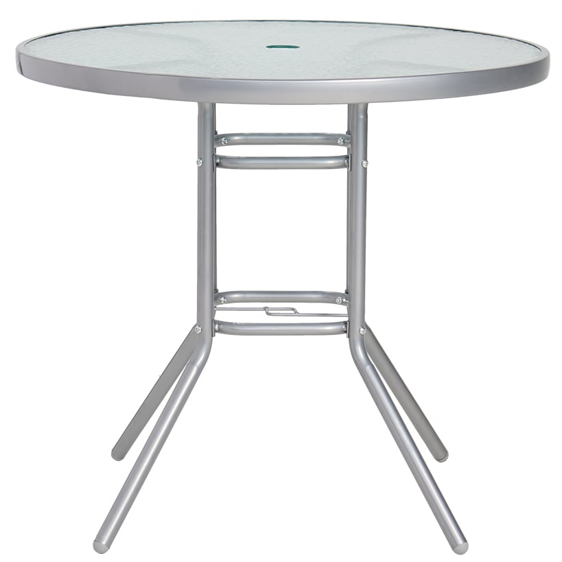 6-Pc. Outdoor Garden Glass Table Furniture Set with Chairs and Umbrella