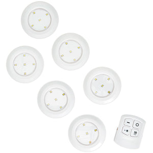 Wireless LED Puck Lights - Versatile, Battery Operated, 6 Pc with Remote