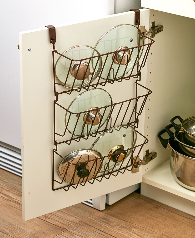 Kitchen Cabinet Metal Lid Storage Organizer 3-Tier - Bronze or White