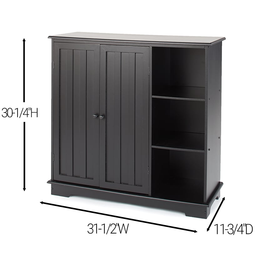 Beadboard Wooden Cabinet with 3 Storage Shelves and Cupboard#select-item_black-storage-cabinet