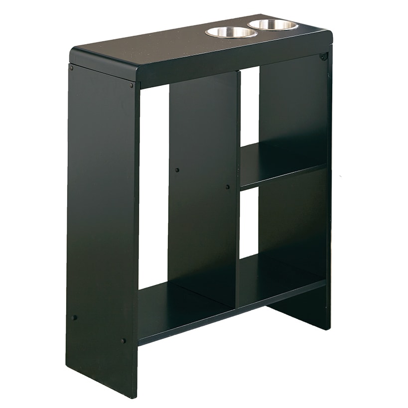 Side End Table with Drink Holders, Storage Shelves, Magazine Holder