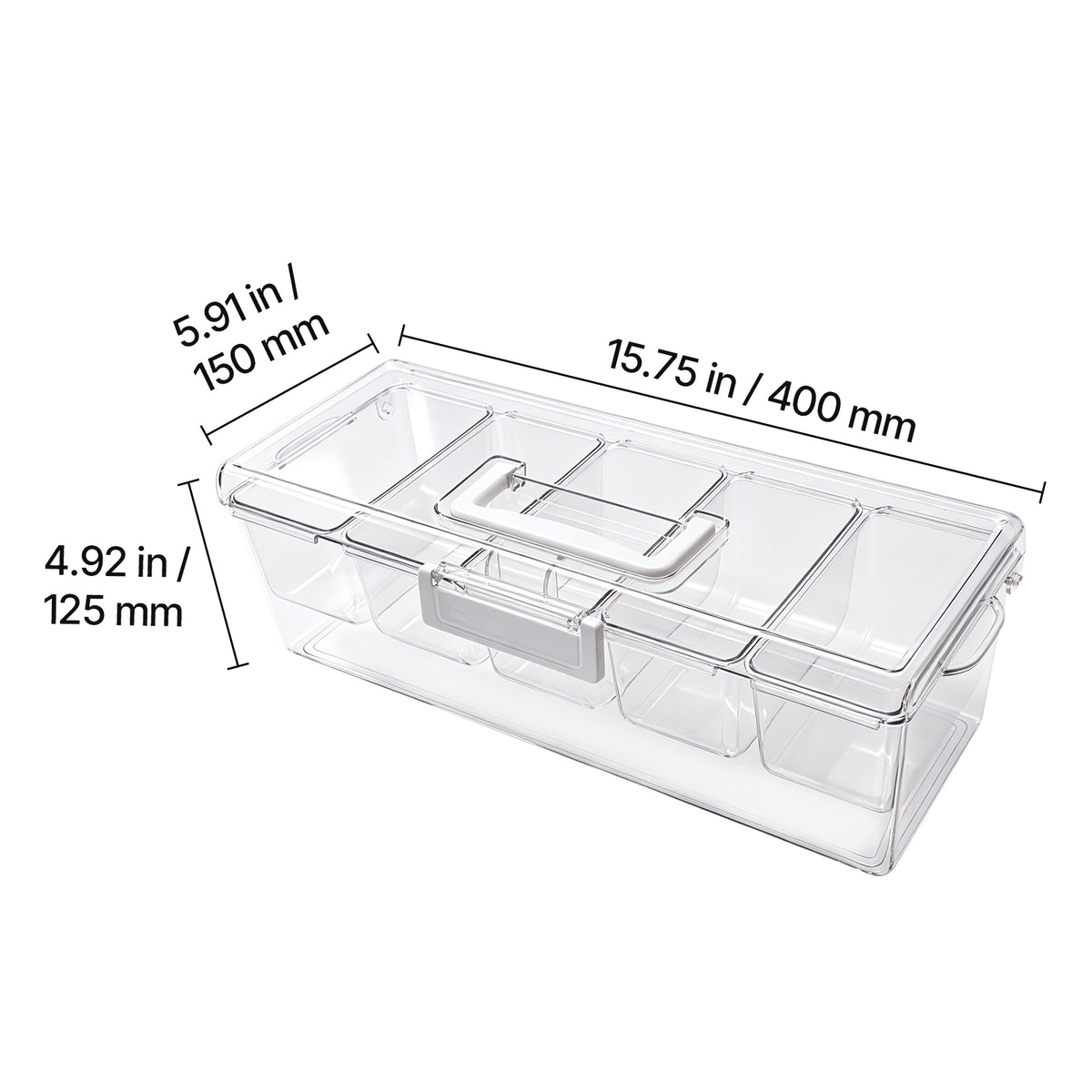 Chilled Condiment Server Caddy, 5 Compartment Ice Cooled Serving Container, Plastic Fruit Garnish Tray Platter with Lid, for Taco Salad Bar Accessories, Party Home Restaurant Supplies - image 11