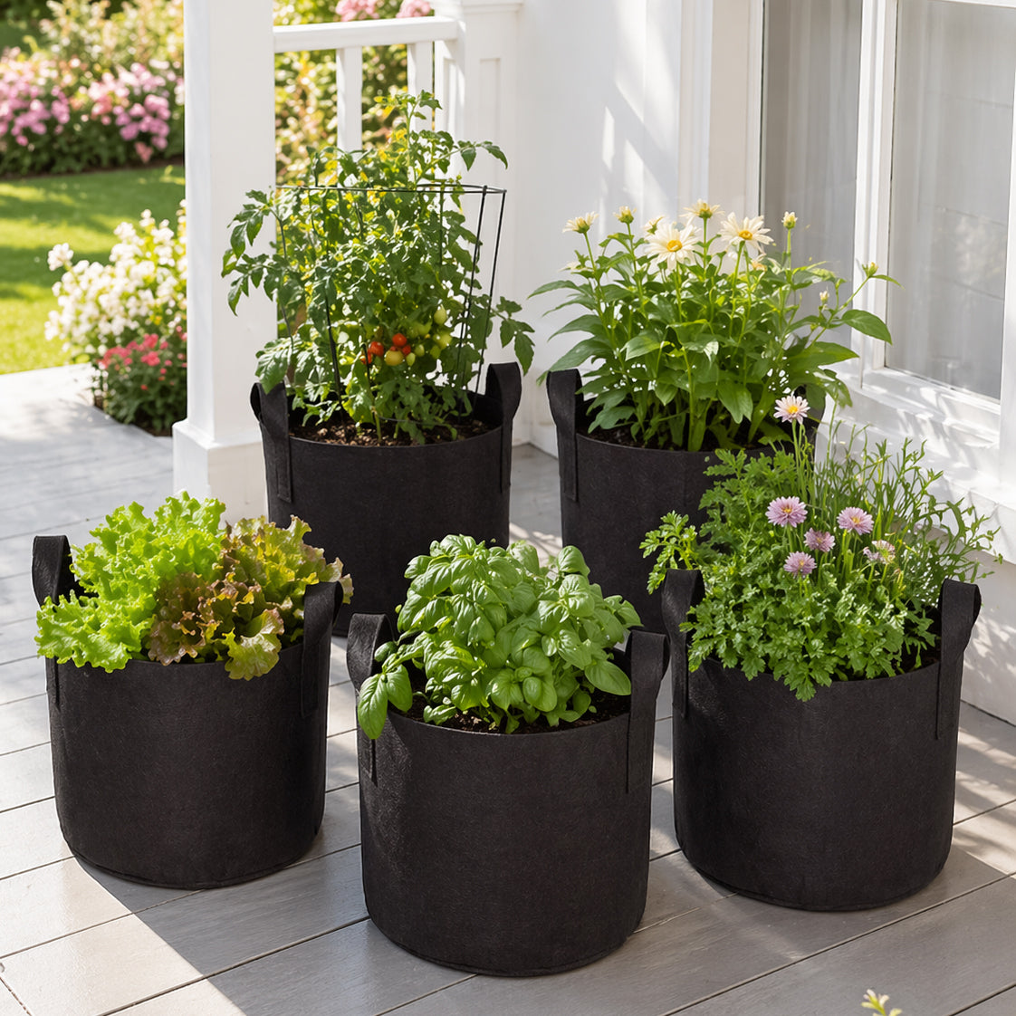 7 Gallon Grow Bags Set Of 5 With Built In Handles