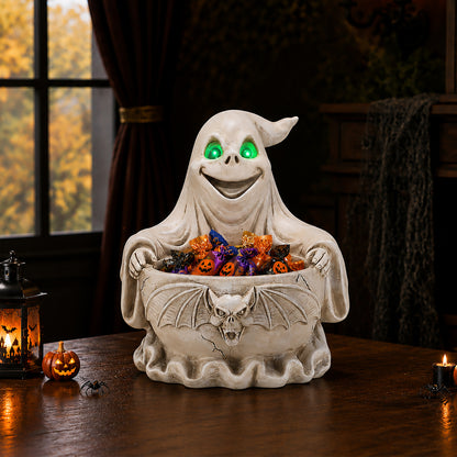 Halloween Ghost Storage Bowl Figurine, Spooky Candy Dish with LED Light for Halloween Party - image 14