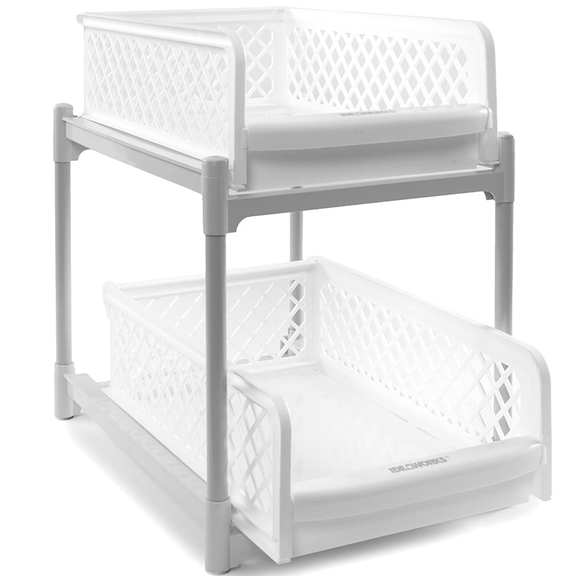 Plastic Sliding Drawer Cabinet Baskets for Kitchen or Bathroom#select-color_white