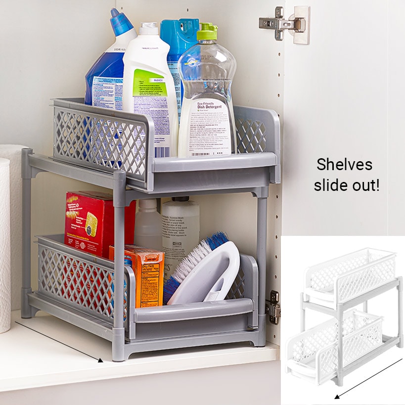 Plastic Sliding Drawer Cabinet Baskets for Kitchen or Bathroom