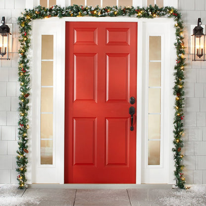 Snow-Tipped Pre-Lit Holiday Wreath or Vertical Swag