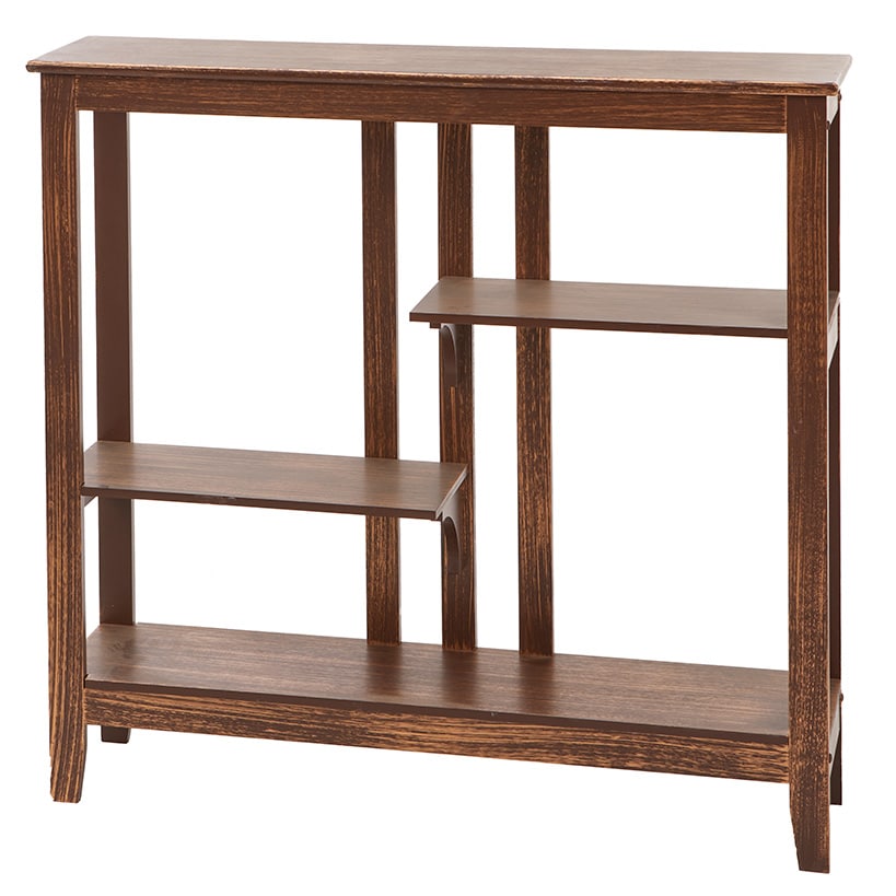 Brushed Metallic Console Table with Display Shelves 31.4"W x 29.8"H