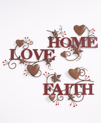 Hearts and Stars Rustic Wall Art - 3 Piece Set