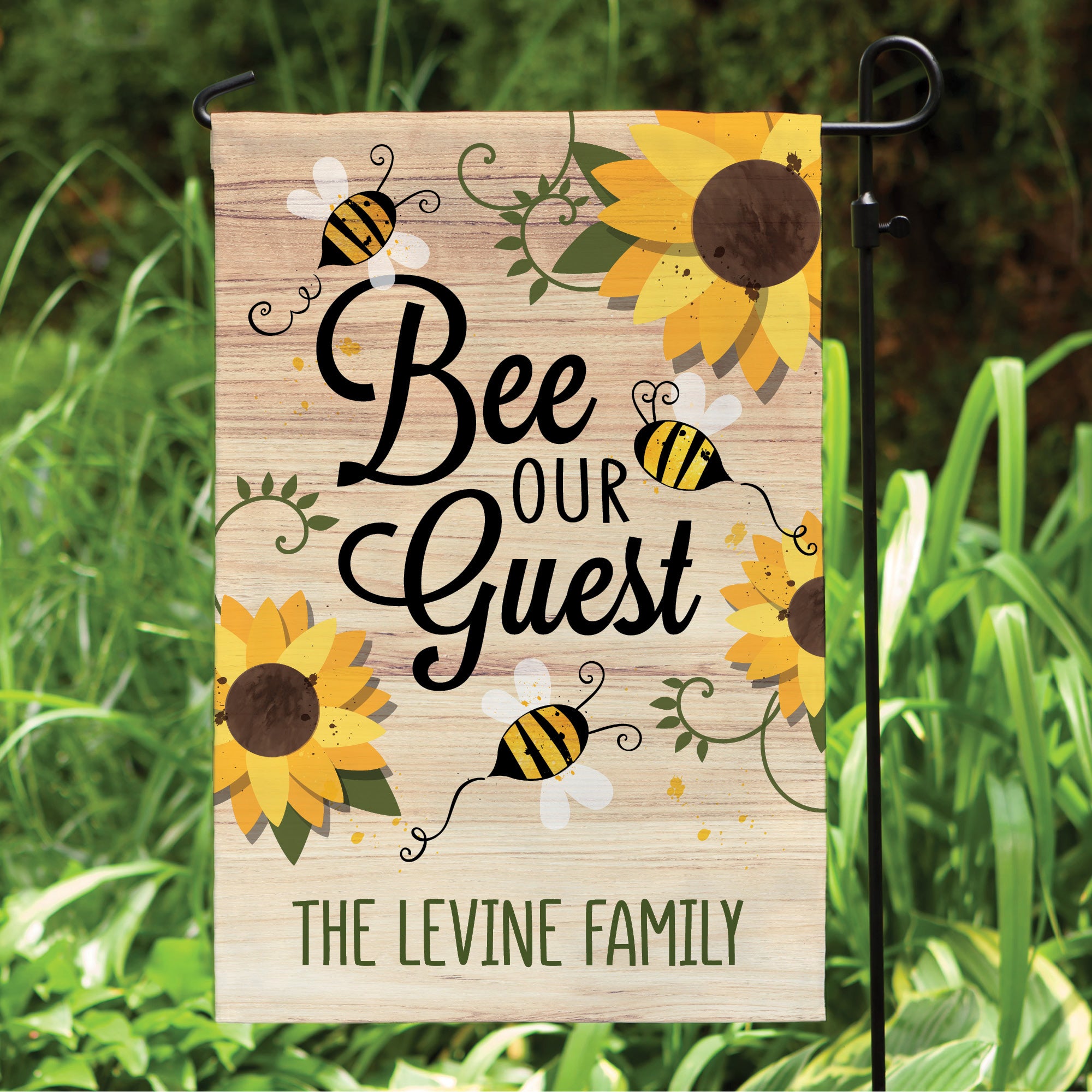 Personalized Bee Our Guest Garden Flag