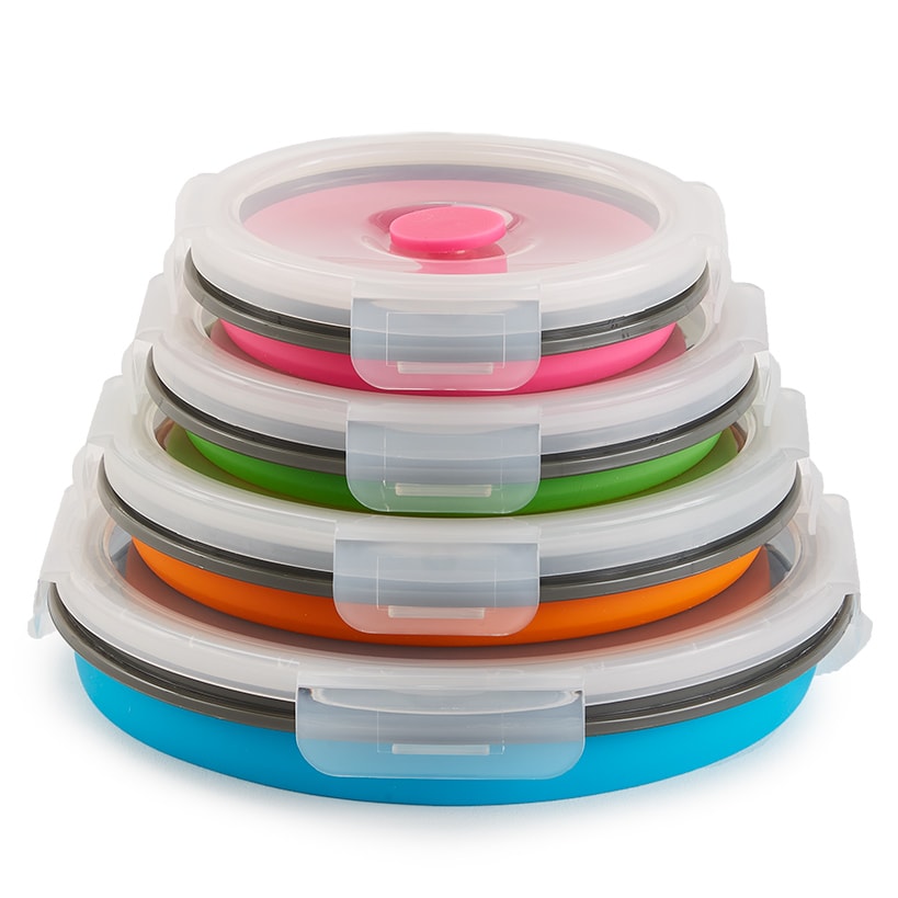 Collapsible Locking Lid Food Storage Round 8-Pc.