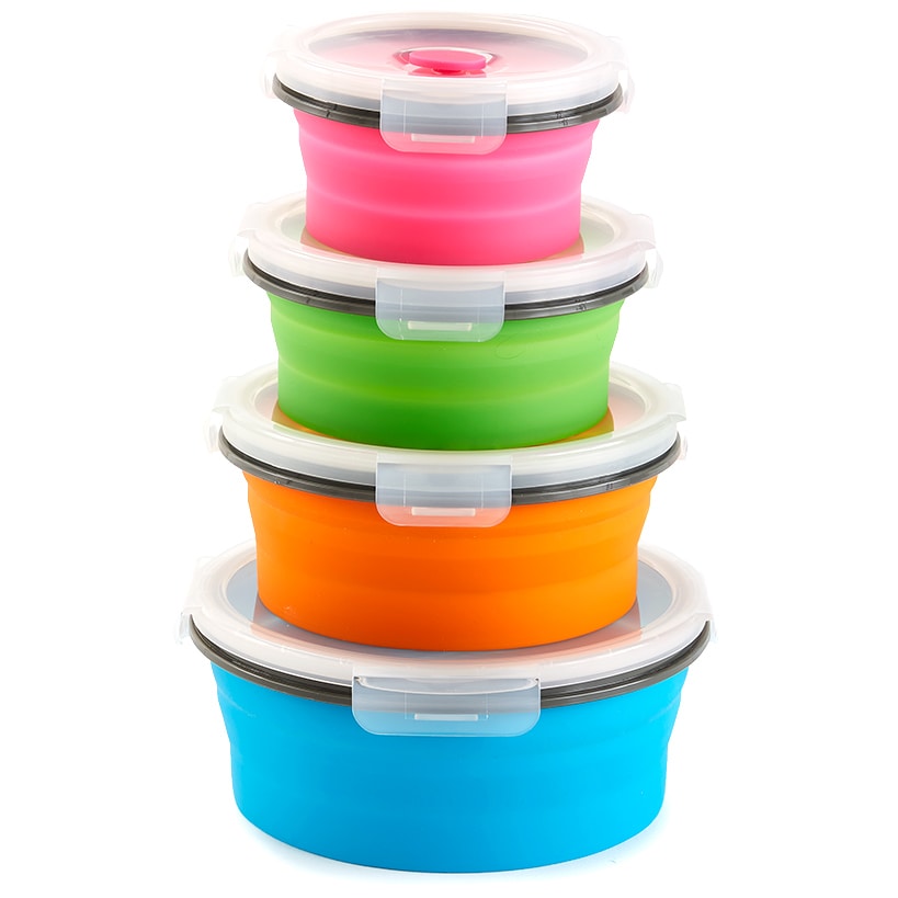 Collapsible Locking Lid Food Storage Round 8-Pc.