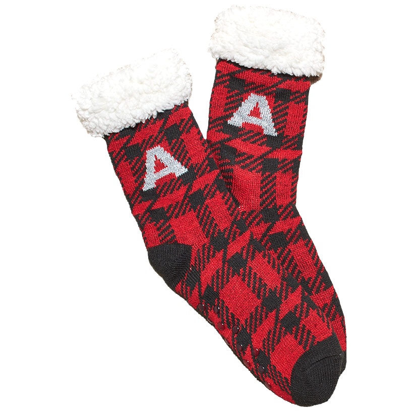 Plush-Lined Monogram Slipper Socks