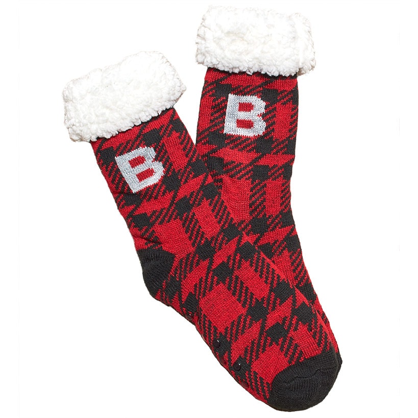 Plush-Lined Monogram Slipper Socks
