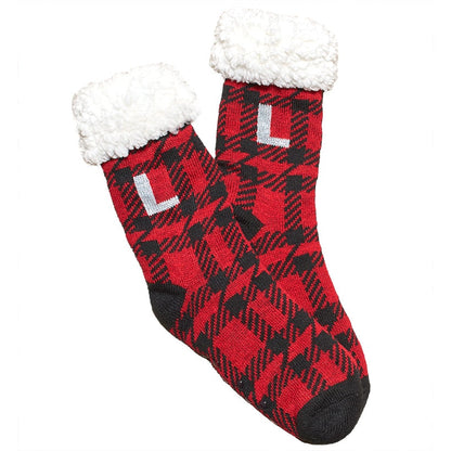 Plush-Lined Monogram Slipper Socks
