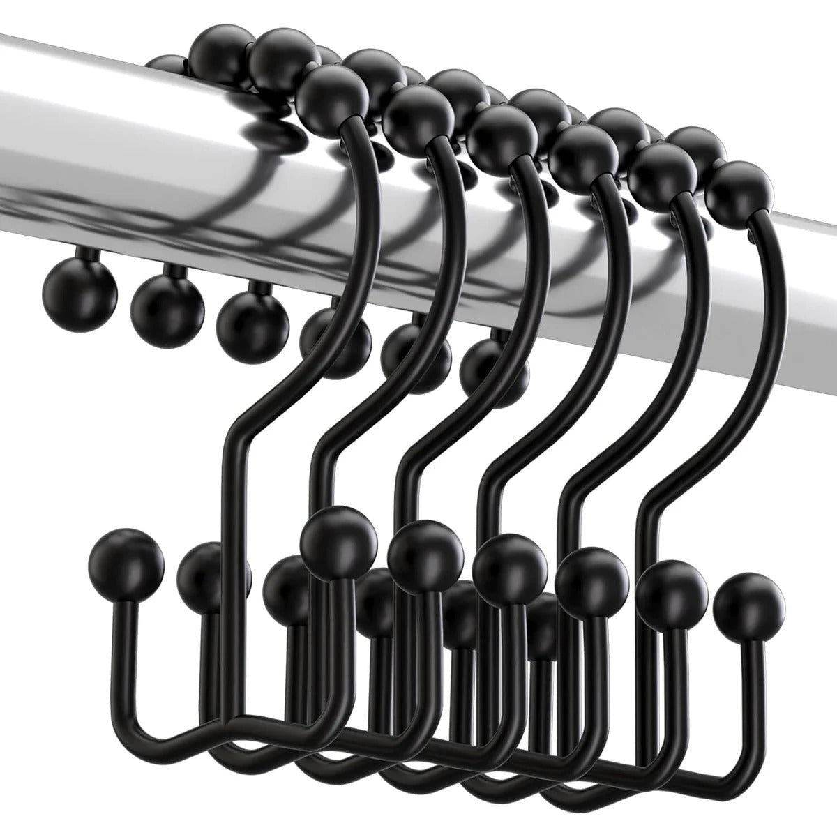 Set of 12 Rust Resistant Shower Curtain Hooks - 6 Designs!