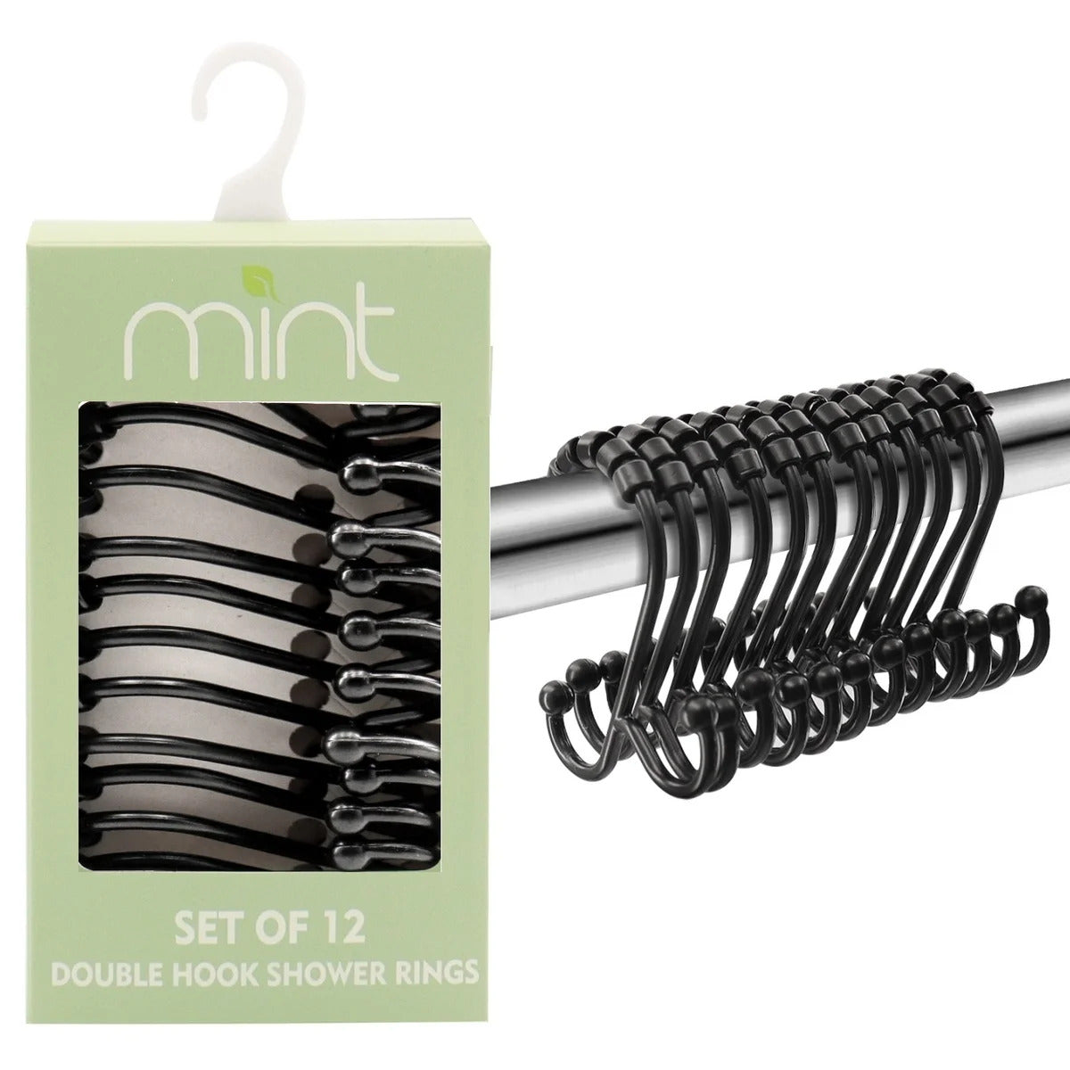 Set of 12 Rust Resistant Shower Curtain Hooks - 6 Designs!